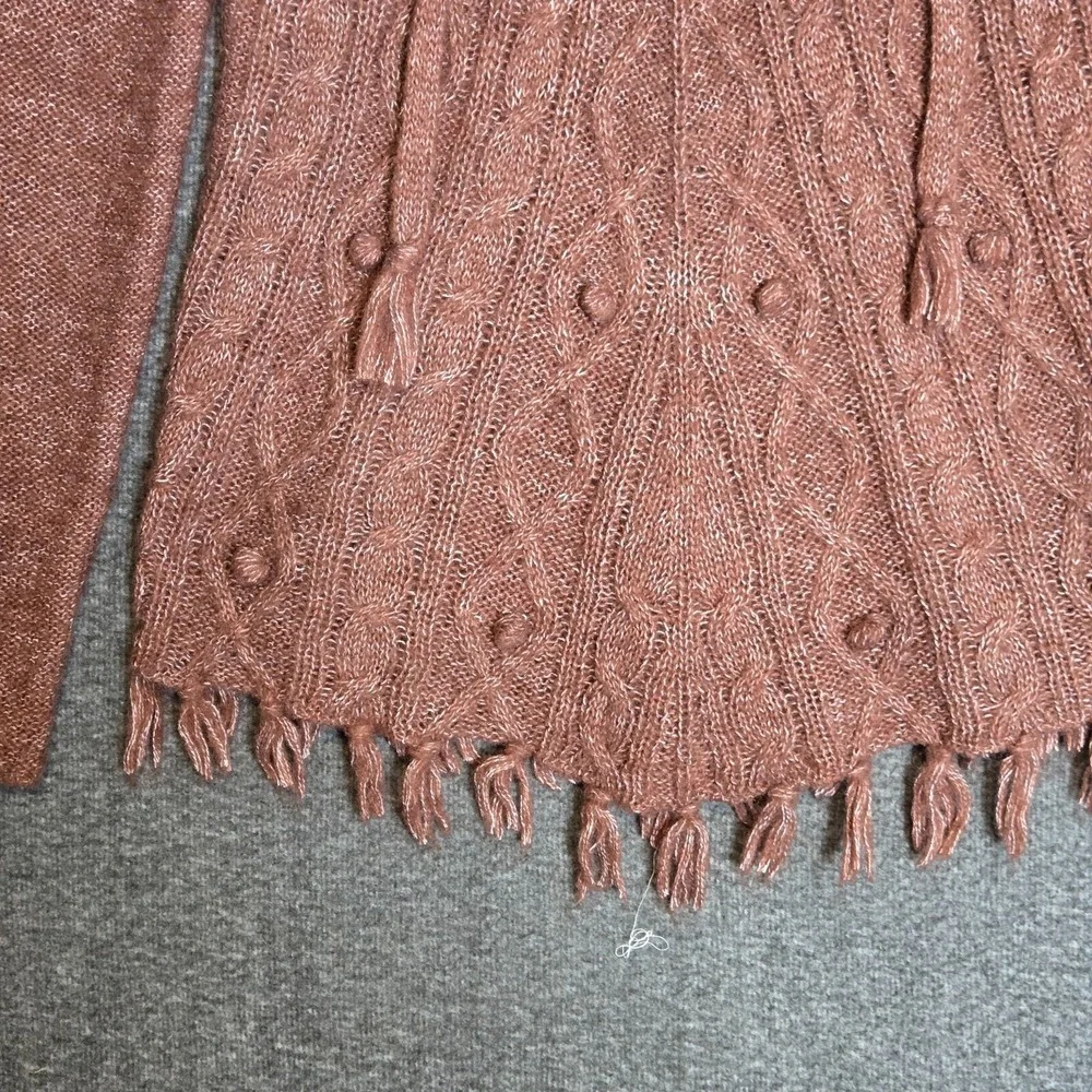 Prana Cable Sweater Womens Size Small Wool Blend Knit Fringe Pullover BOHO‎